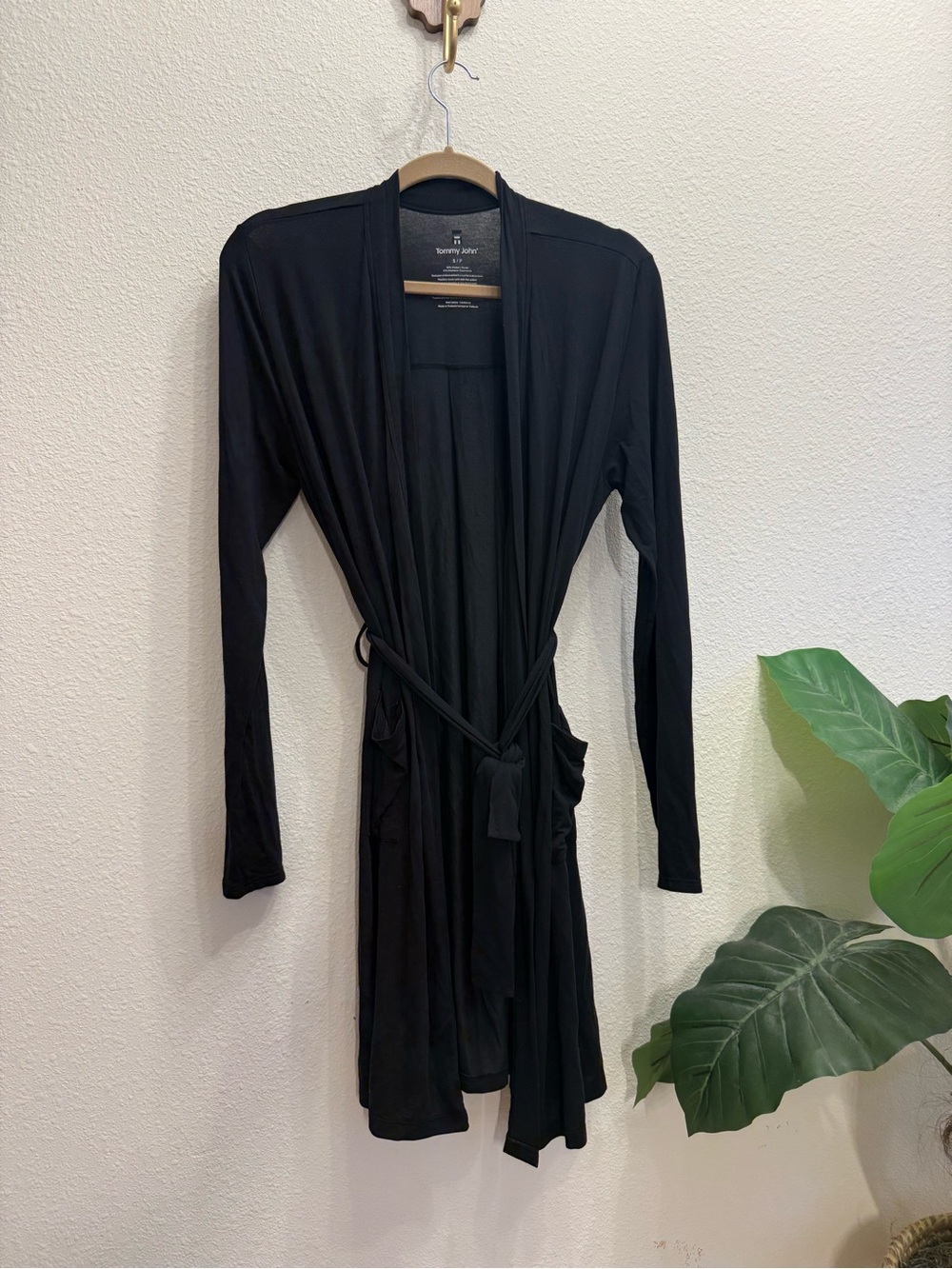 Tommy John Black Modal Lounge Robe Cardigan Wrap Size Small